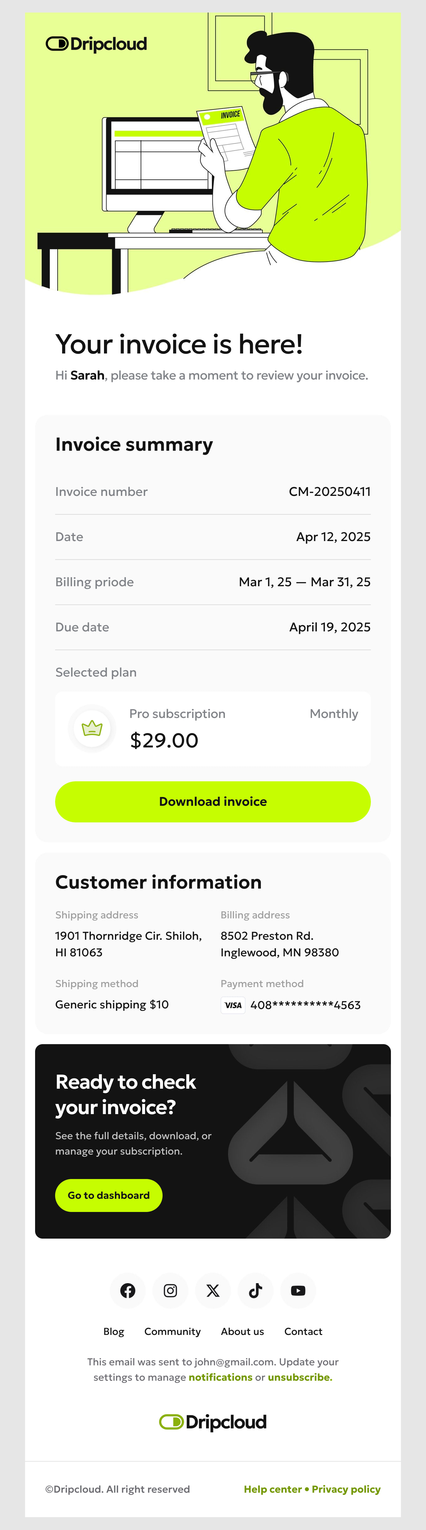 Dripcloud - Invoice Email Template