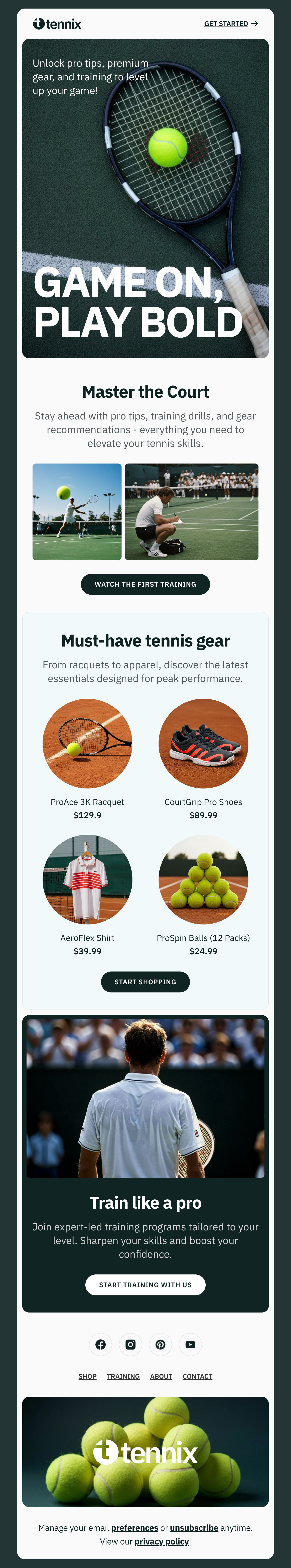 Tennix - Tennis Game Email Template