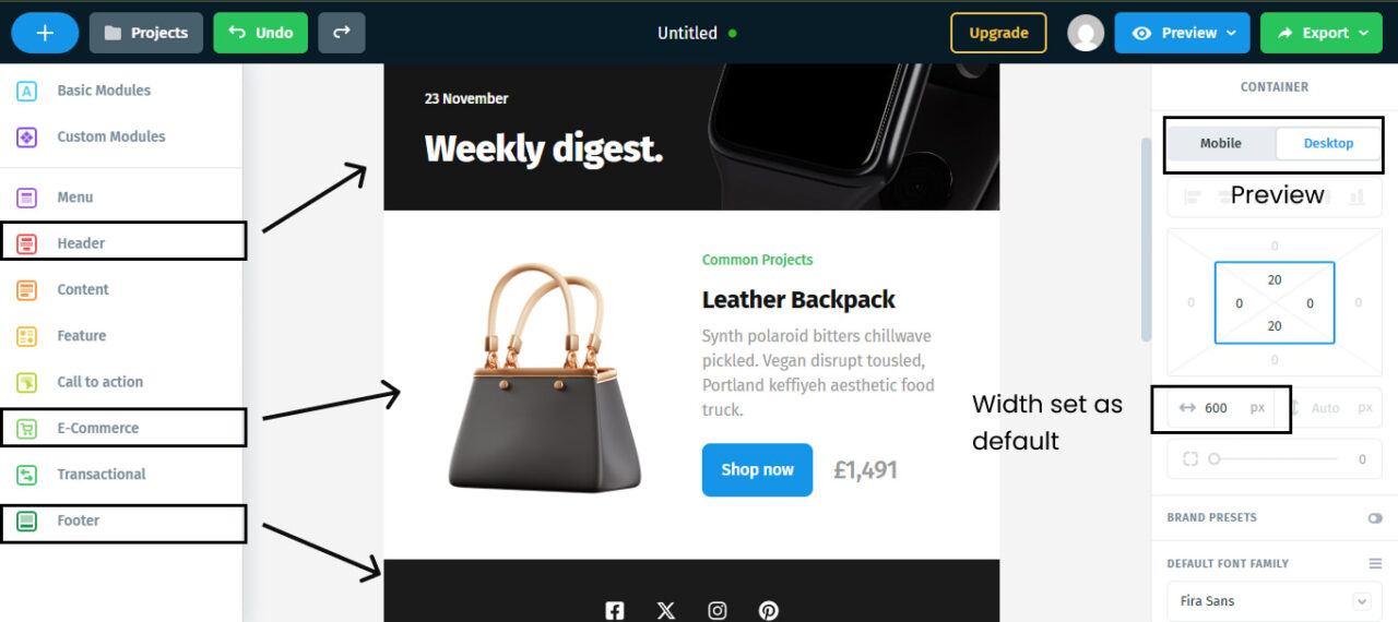 Email banner blocks in Postcards