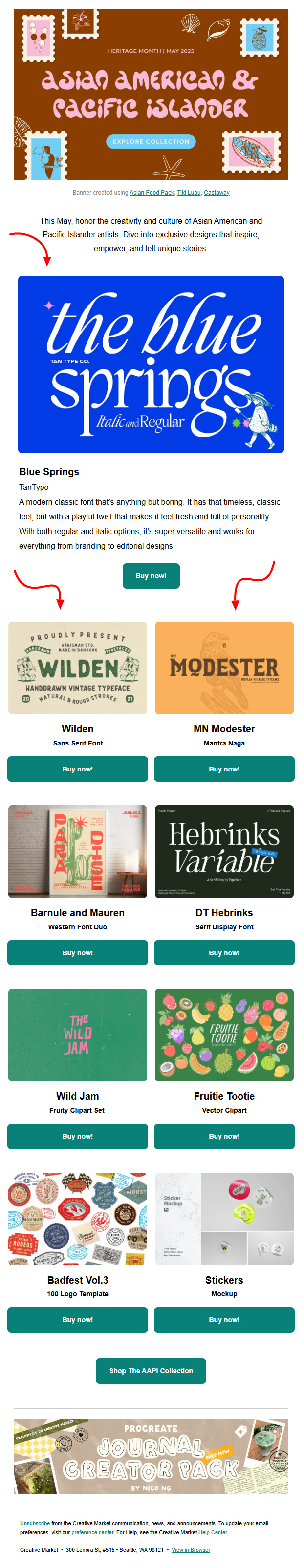 Creative Market's colorful email design