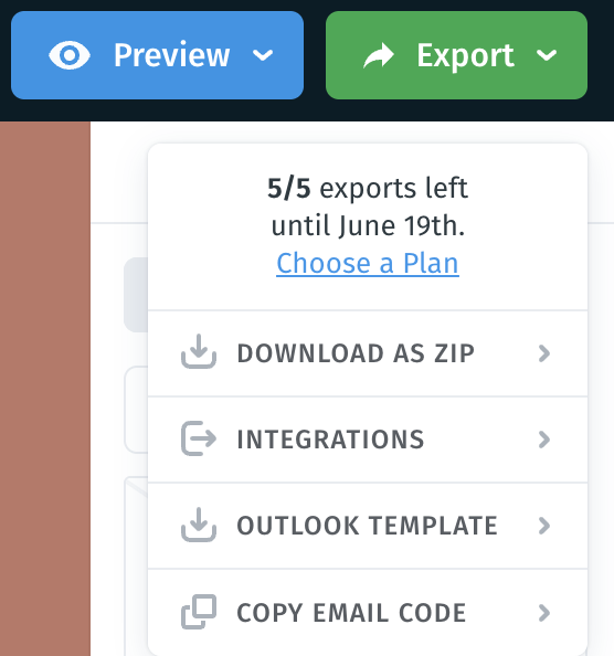 exporting an email design
