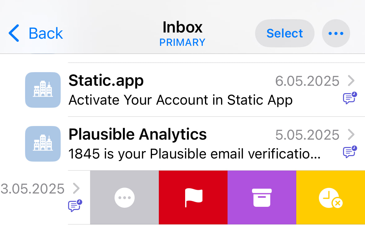 Swiping left to flag an email in Apple Mail