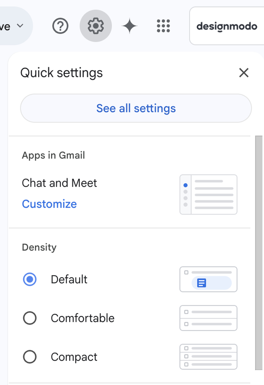 email setting options in gmail