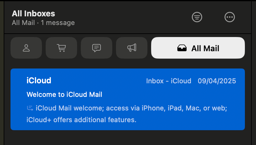 Selecting an email in Apple Mail on Mac
