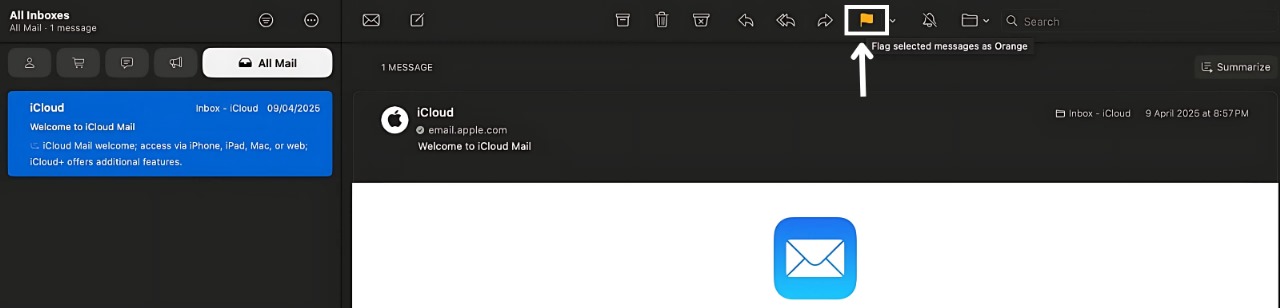 Clicking on the flag icon in Apple Mail on Mac
