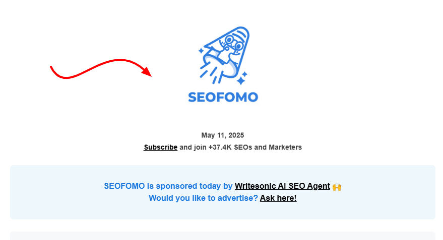 SEOFOMO's email newsletter