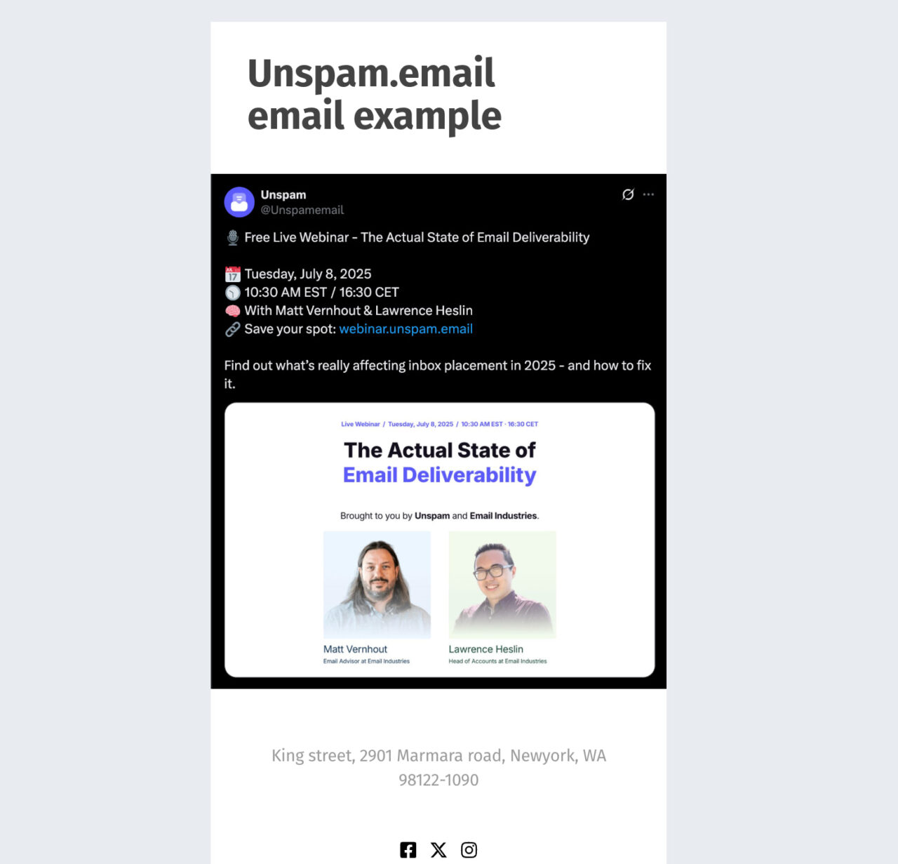 using a social media post image for emails