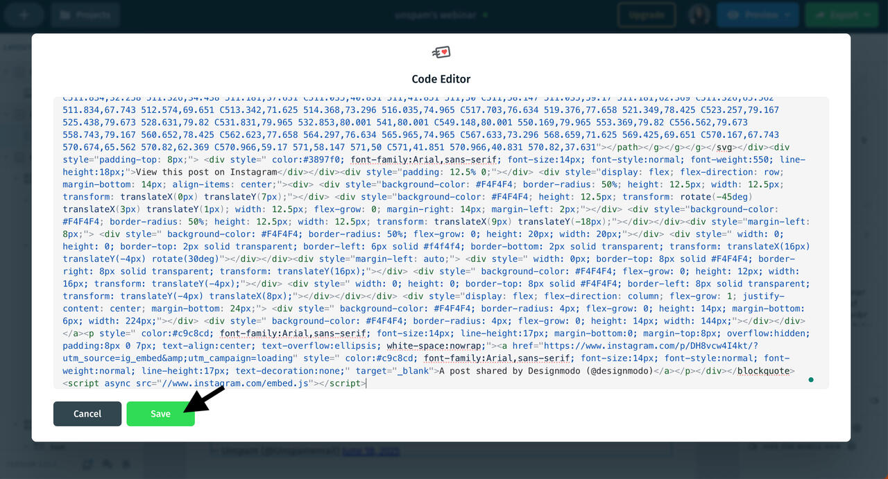 instagram post custom code