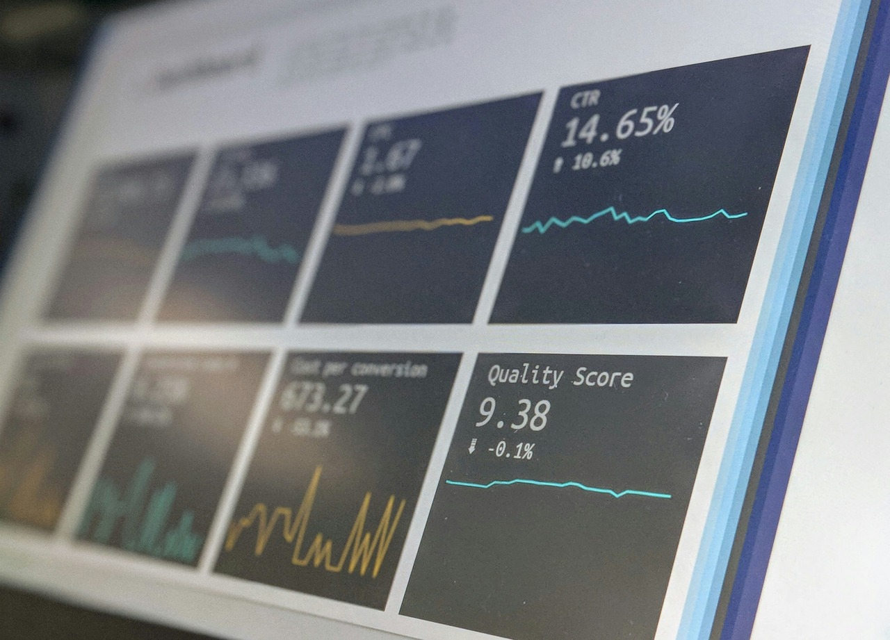 statistical data on laptop screen
