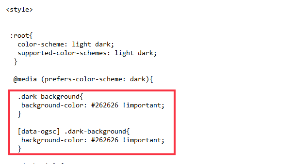 setting background color in the HTML template