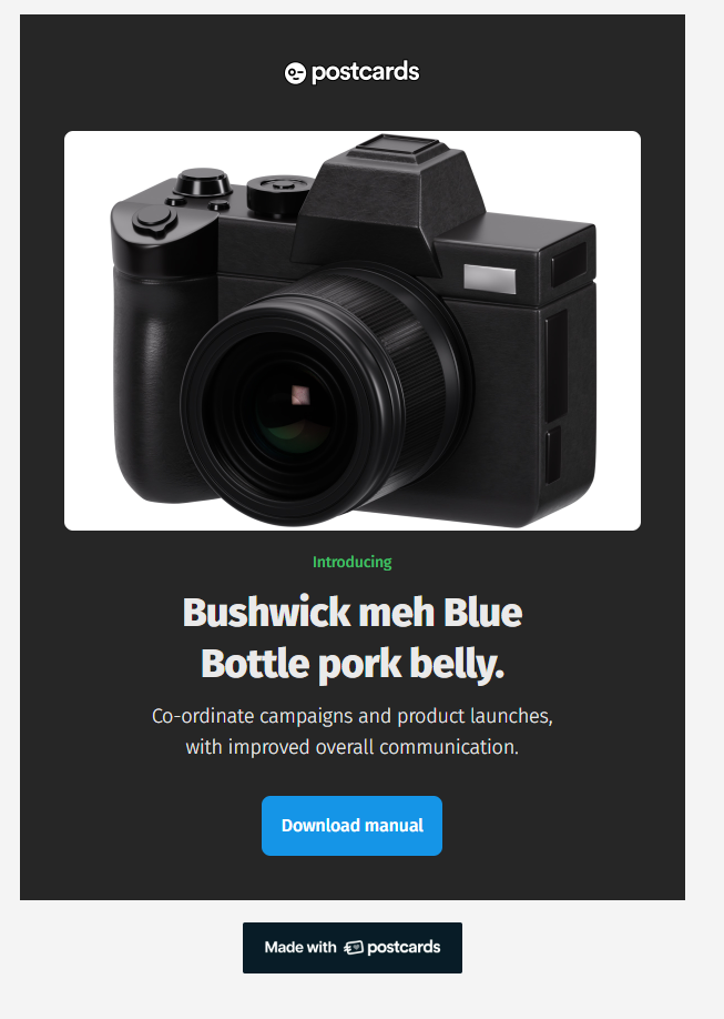 An example to a dark mode email