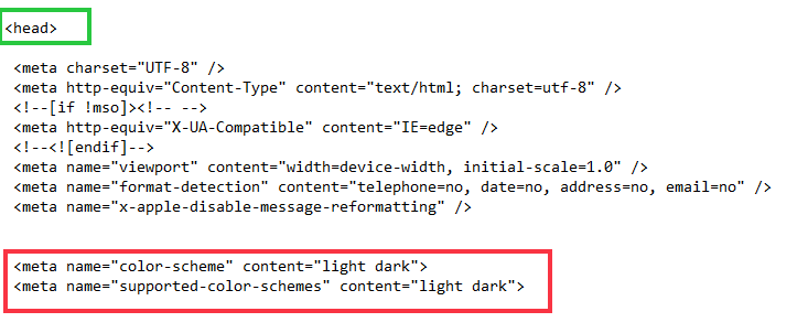 head section of an HTML template