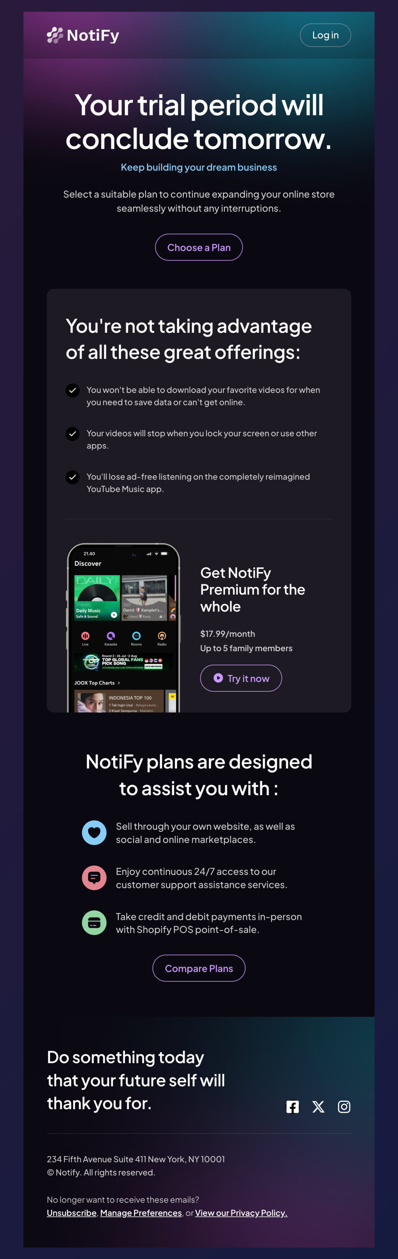 NotiFy email template example to an urgent email