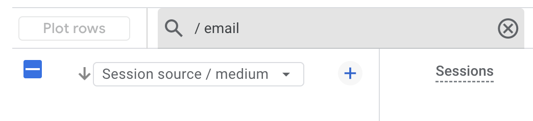 typing "email" into the search bar