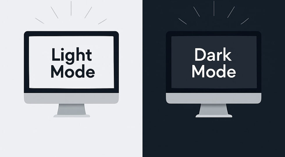 how look light mode and dark mode on a screen