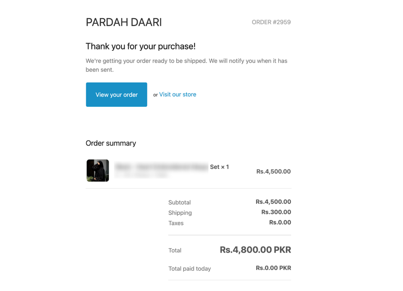 order confirmation email example