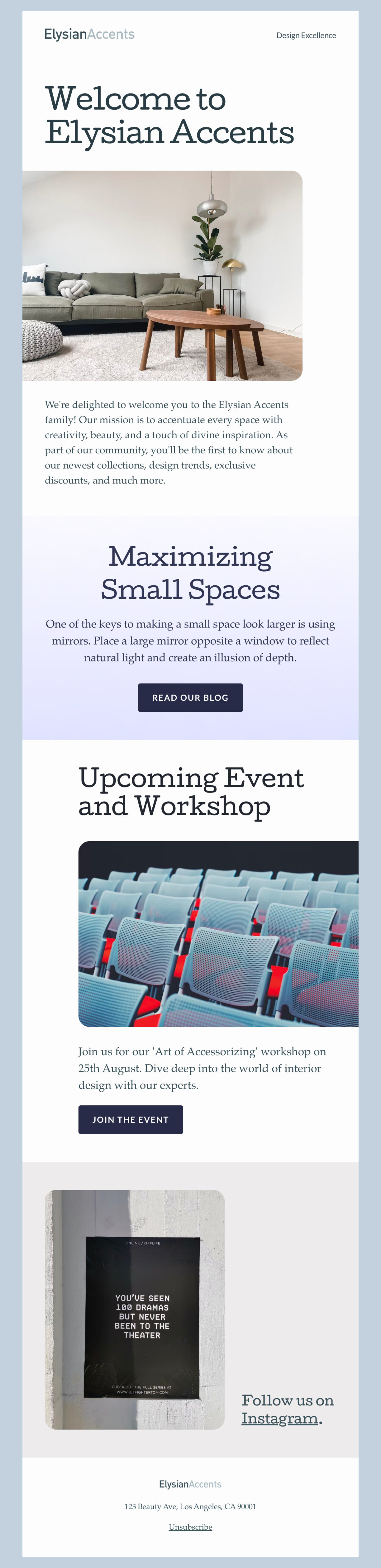 ElysianAccents' email template