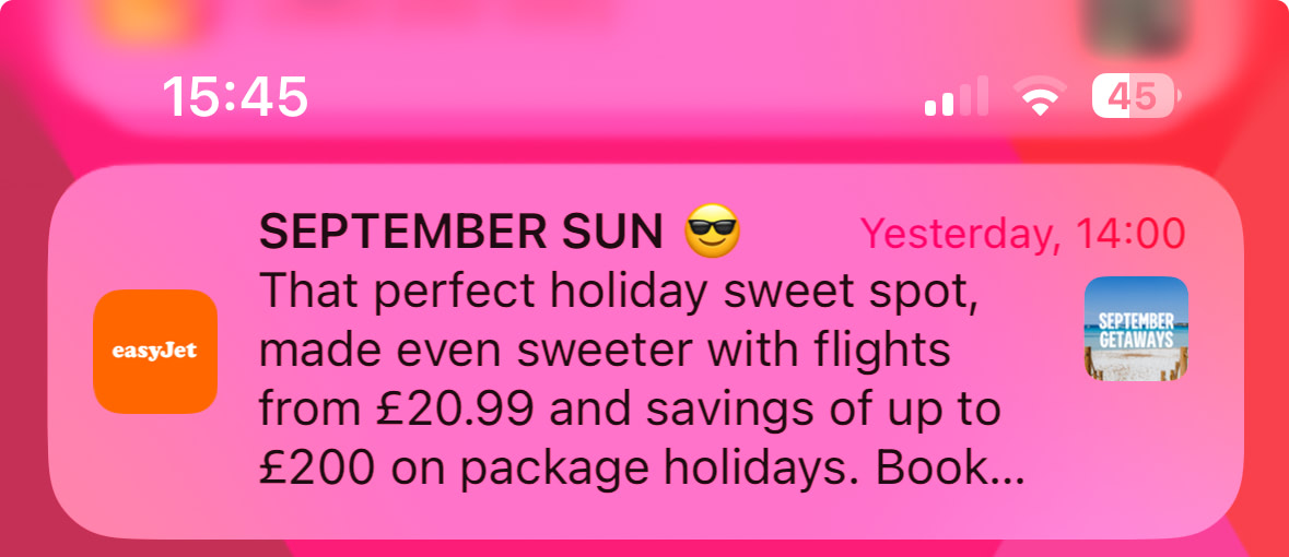 push notification in mobile screen