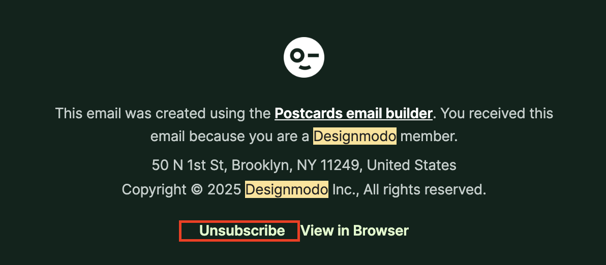 unsubscribe button in email templates