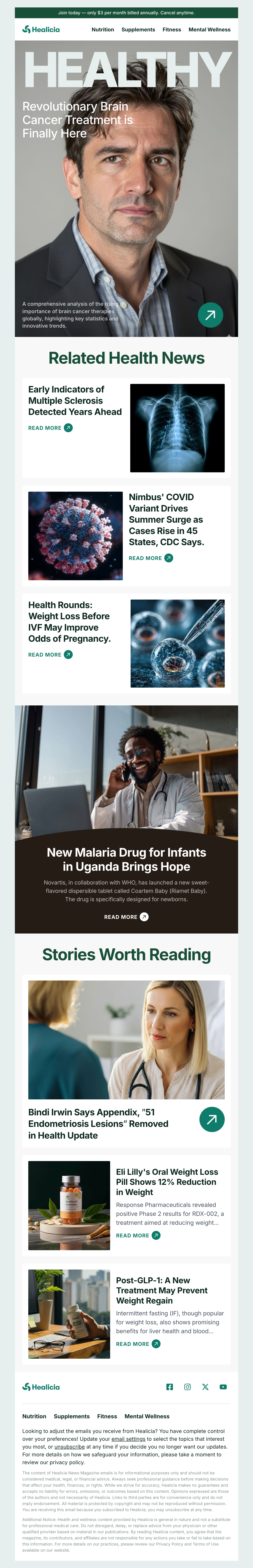 Healicia – Health & Wellness News Email Template