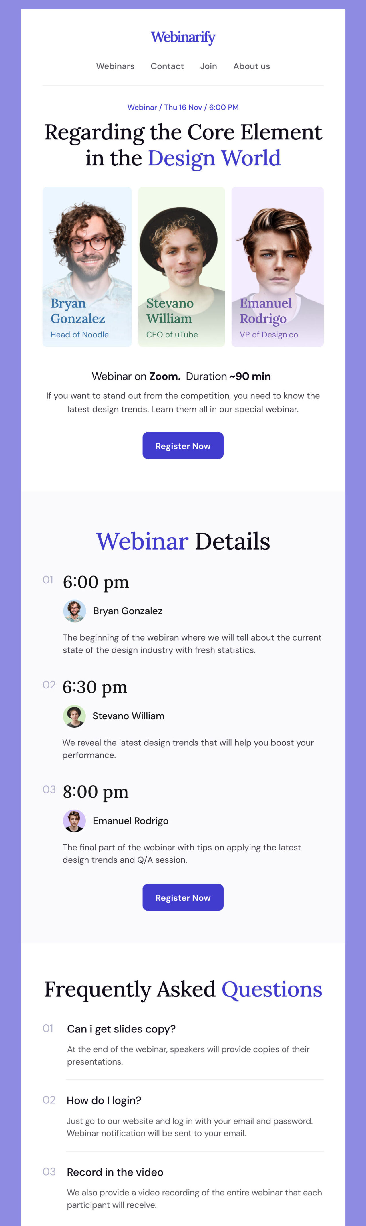 Webinarify's webinar invitation email