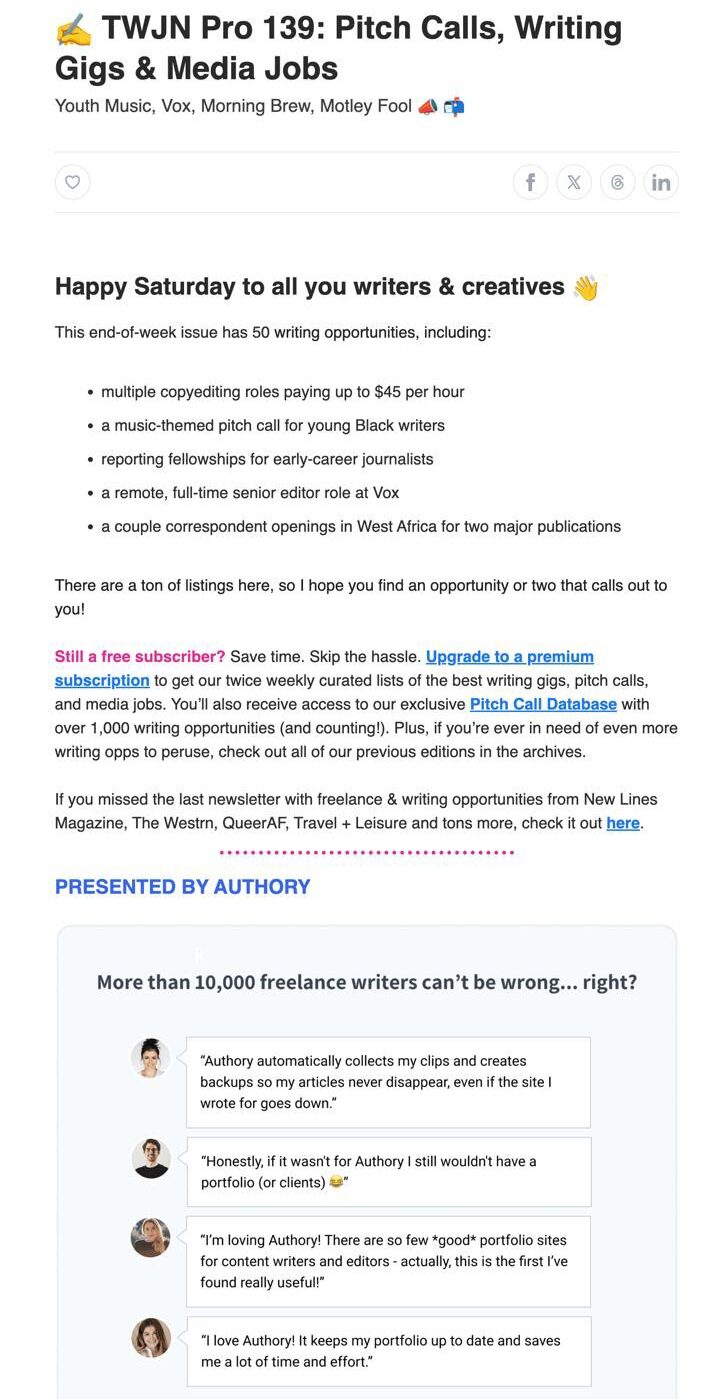career opportunities content example for a newsletter