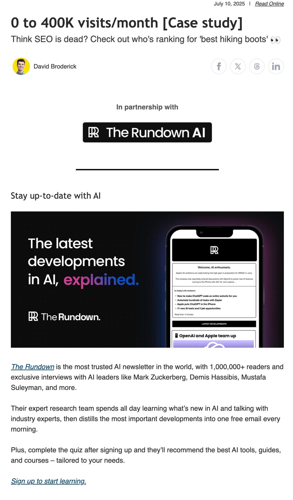 case study content example in a newsletter