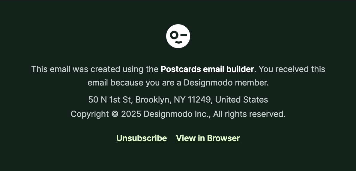 Designmodo's monthly newsletter's email footer