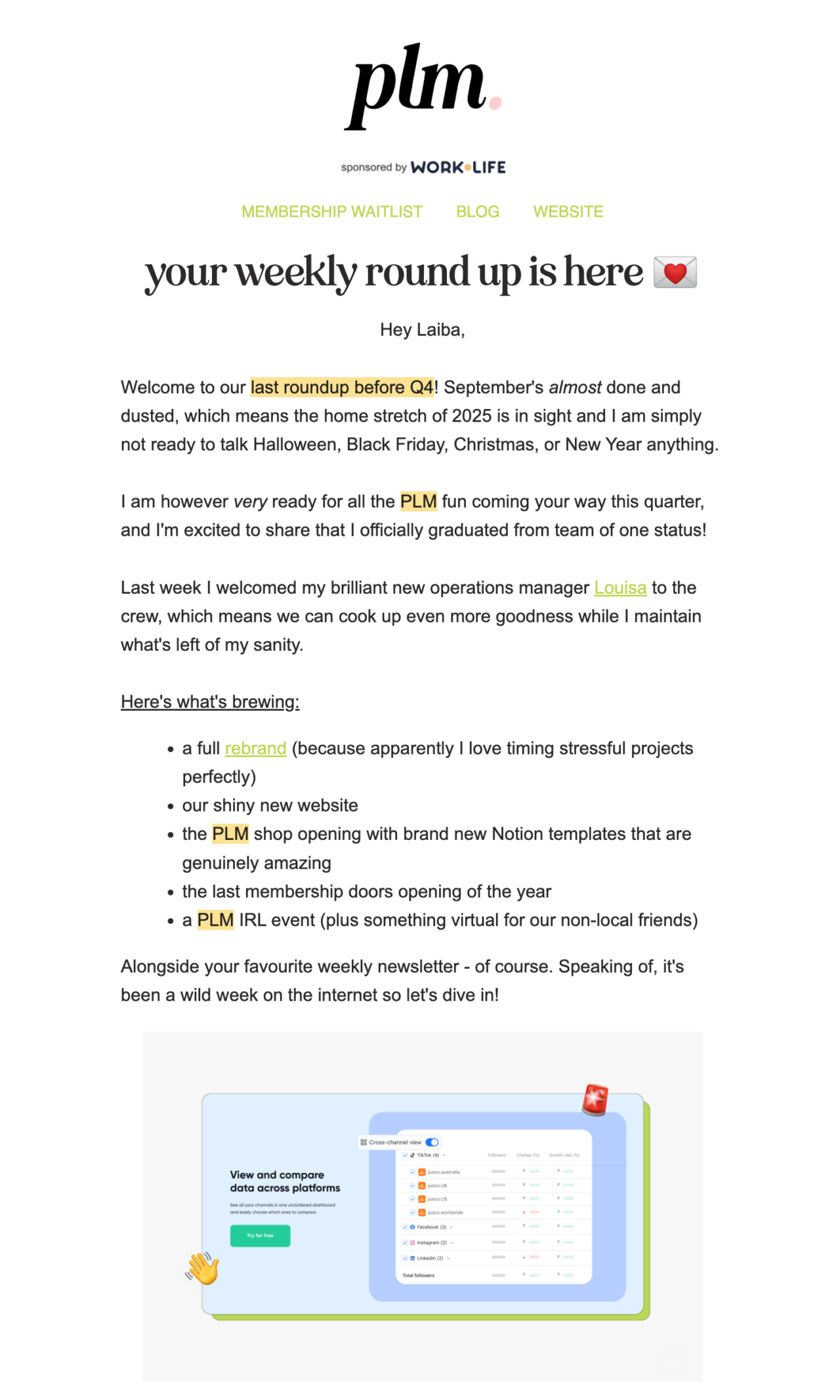 tools and resources roundup content example in a newsletter