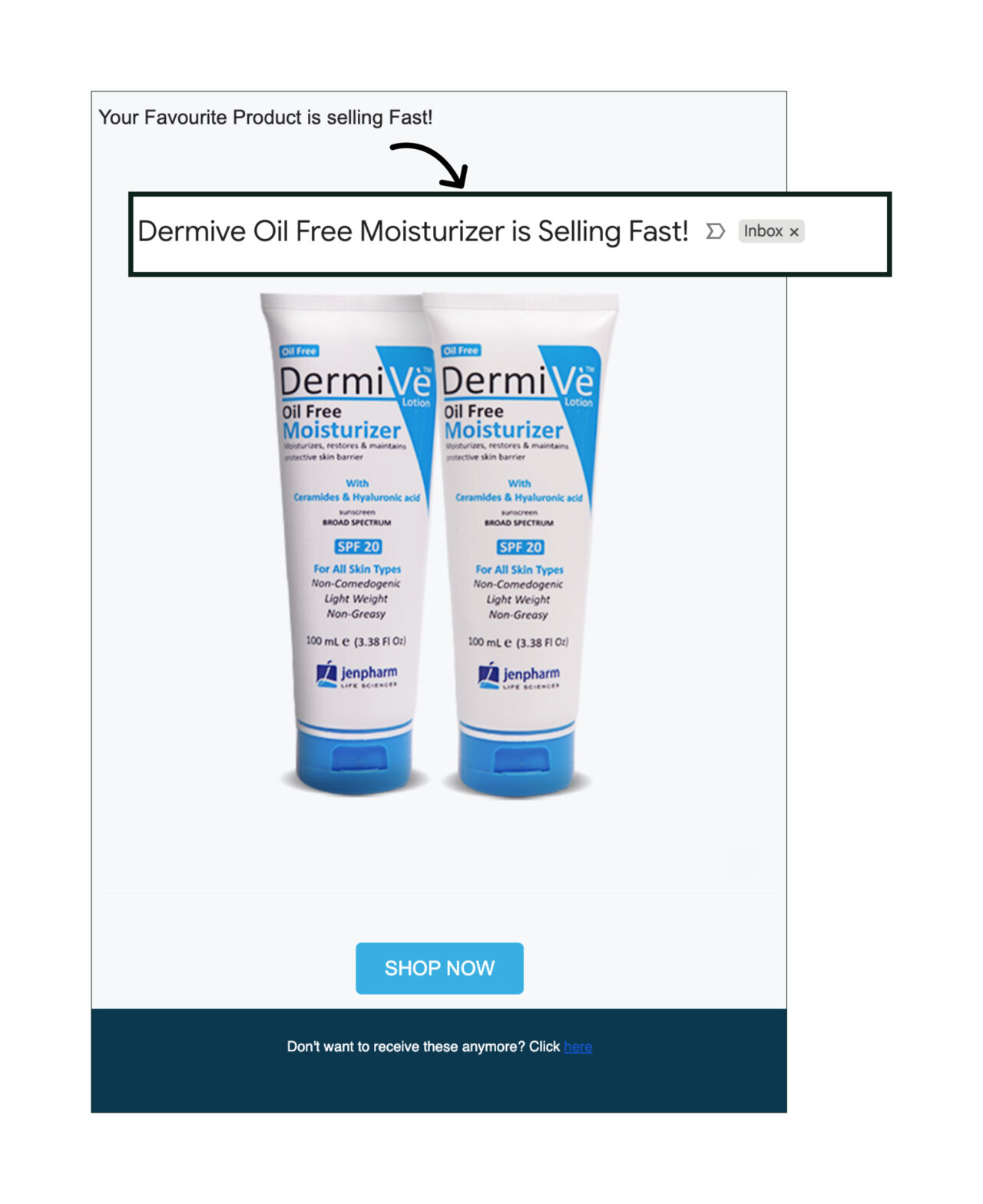Jenpharm's email example that has a last chance subject line