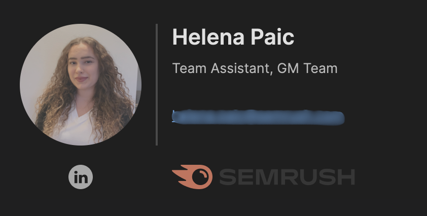 an email signature example from Semrush