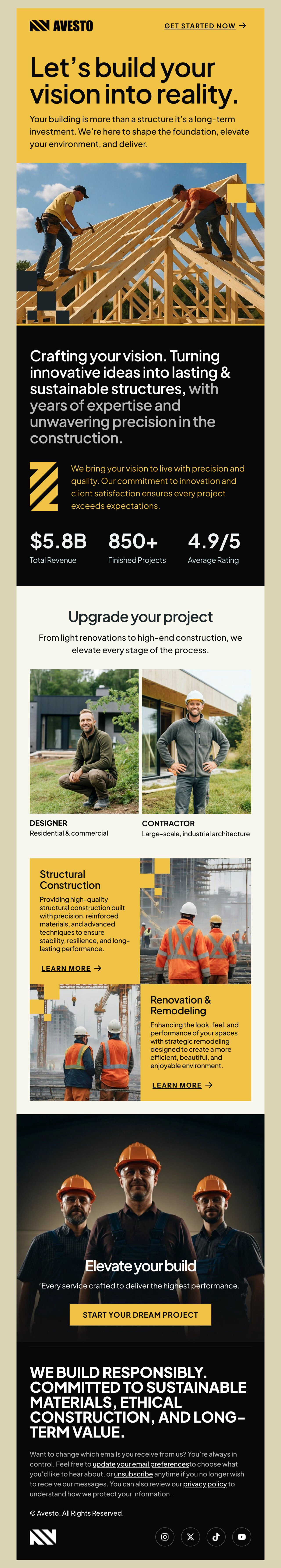 Avesto – Modern Construction & Sustainable Building Email Template