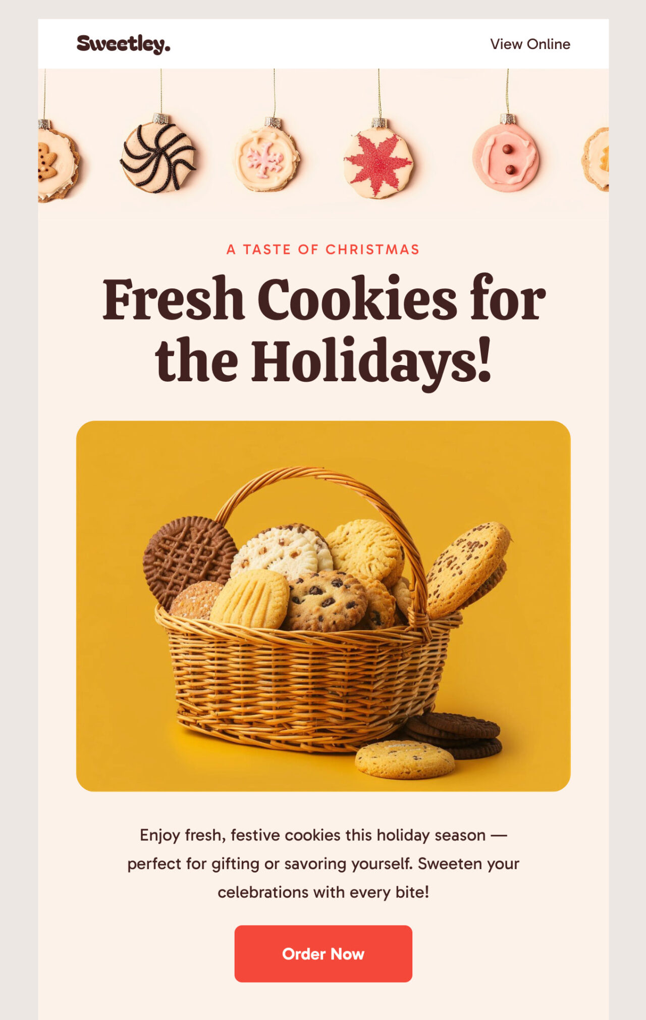 Sweetley's email newsletter template