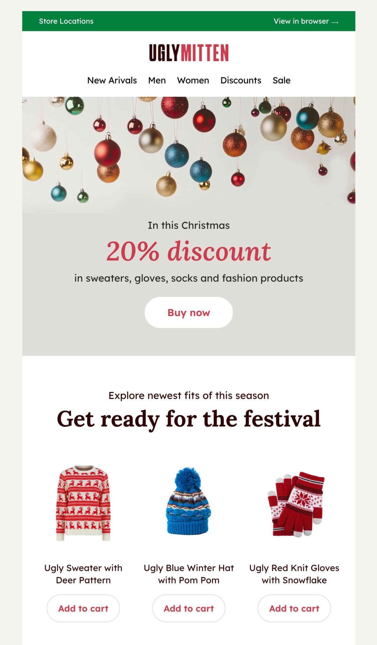 UglyMitten's email newsletter template