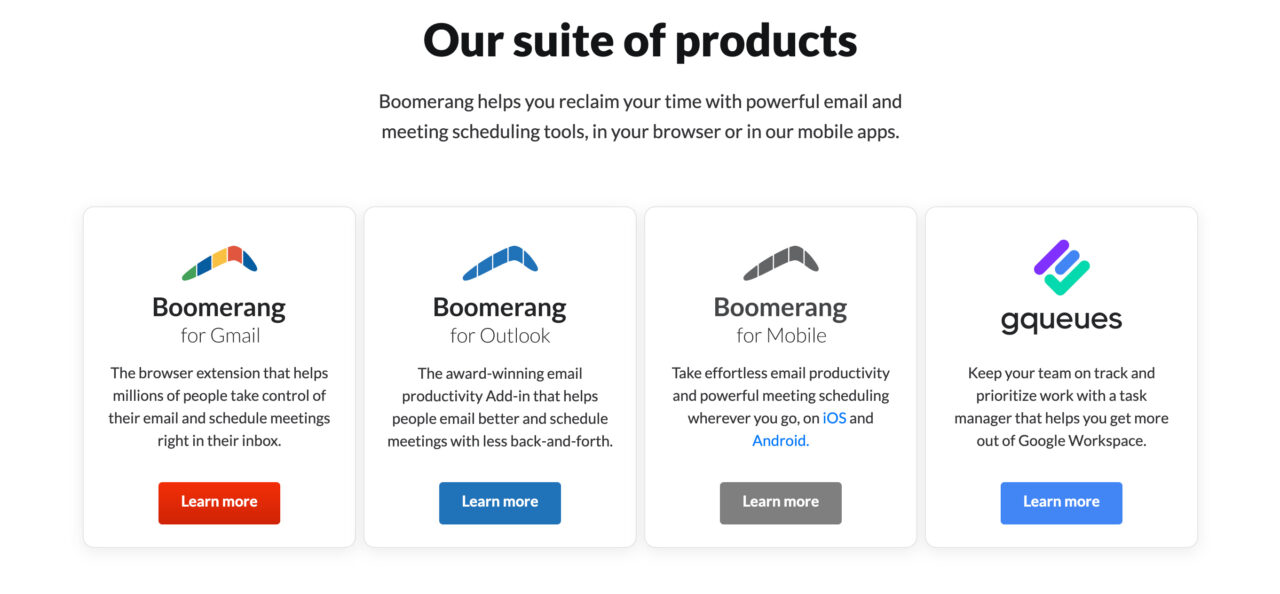 Boomerang's email products