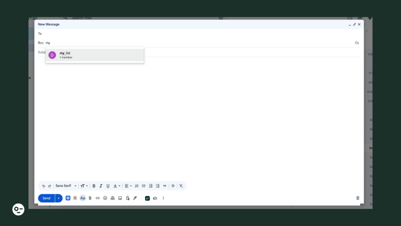 choosing an email list in Gmail