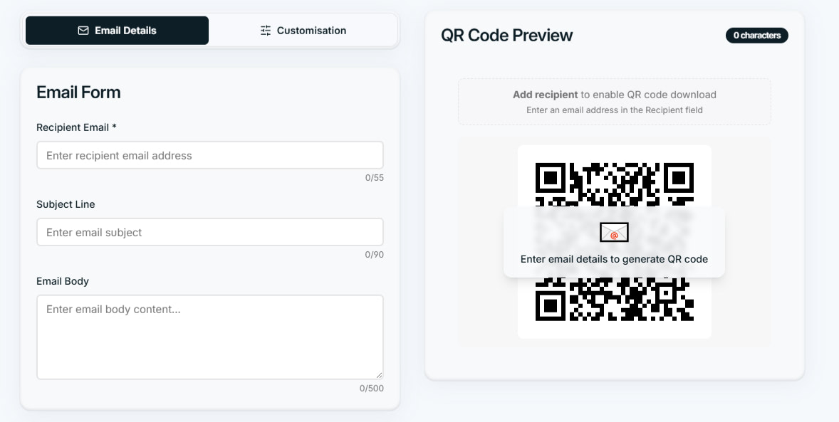 Designmodo's free email QR code generator tool