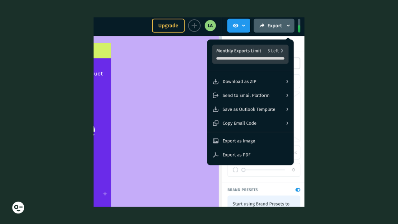 Exporting a template in Designmodo