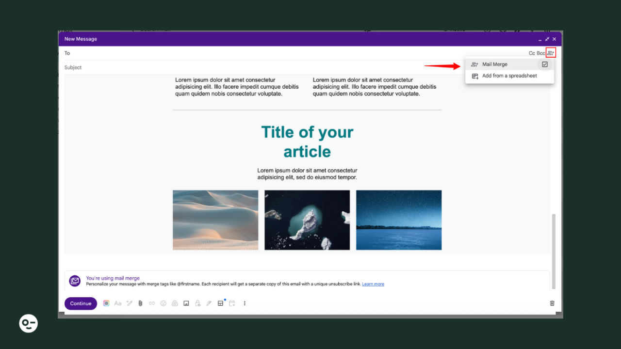 Merge email button in Gmail