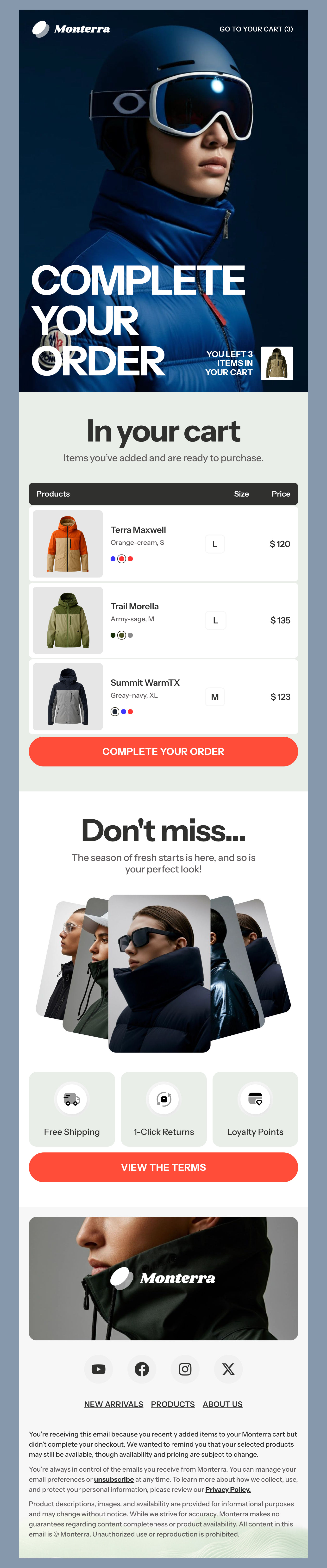 Monterra - Abandoned Cart Recovery Email Template