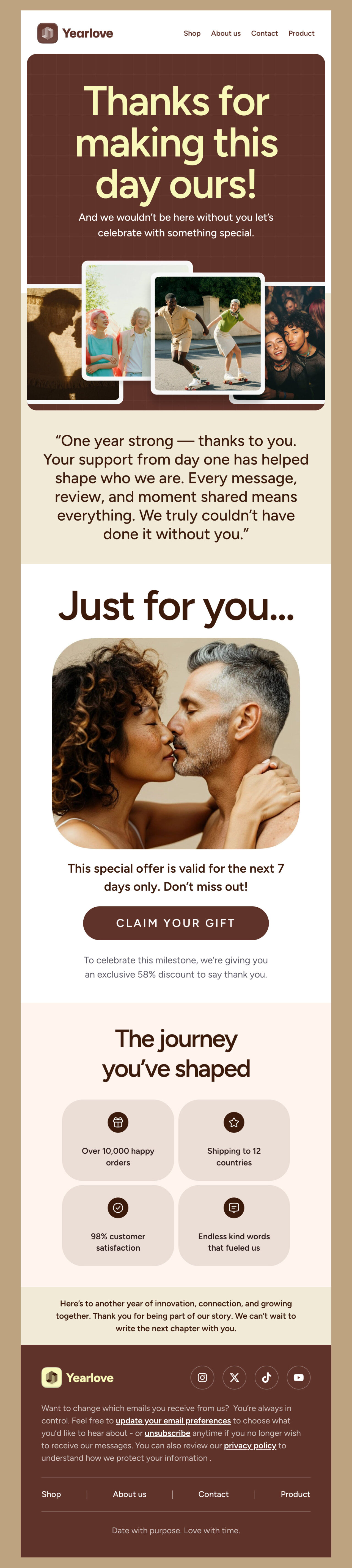 Milestone email newsletter