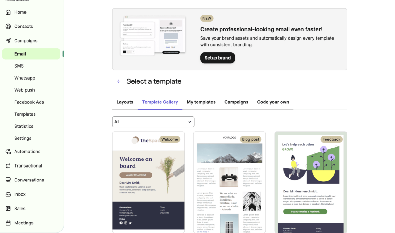 Brevo email template gallery
