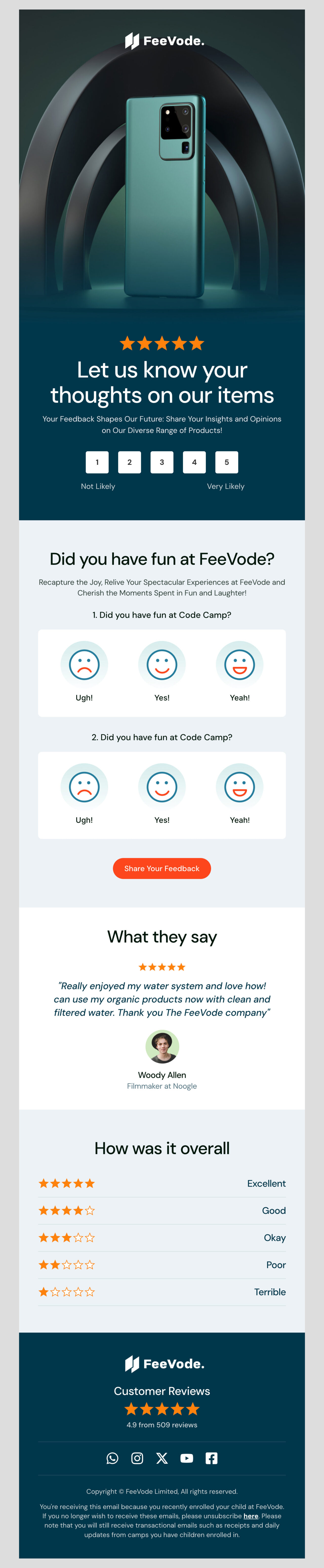 Feedback email newsletter example