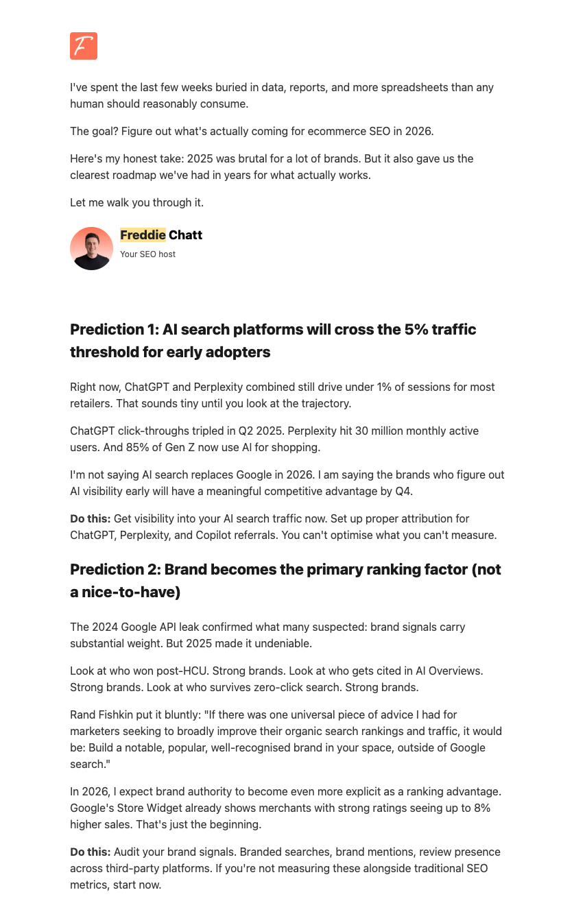 Prediction newsletter format