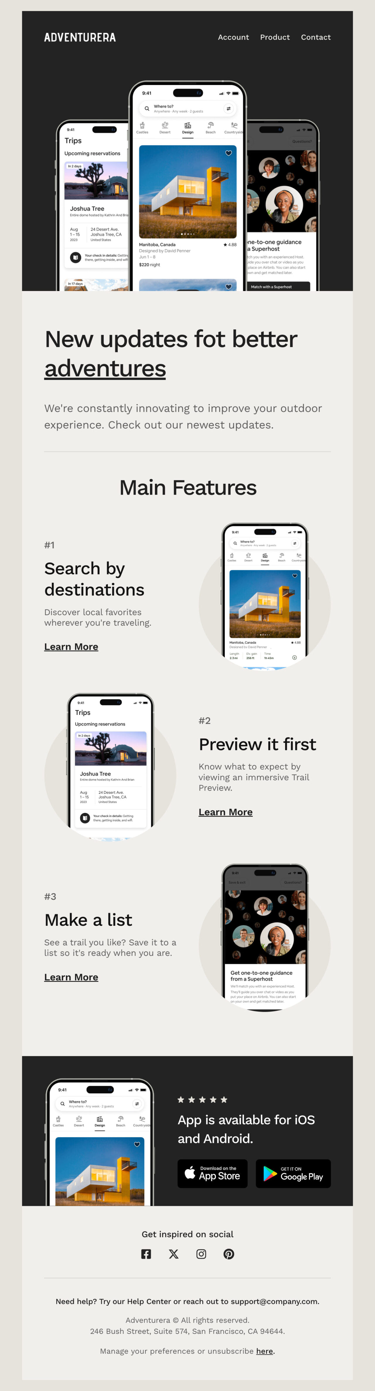 Product update email newsletter format