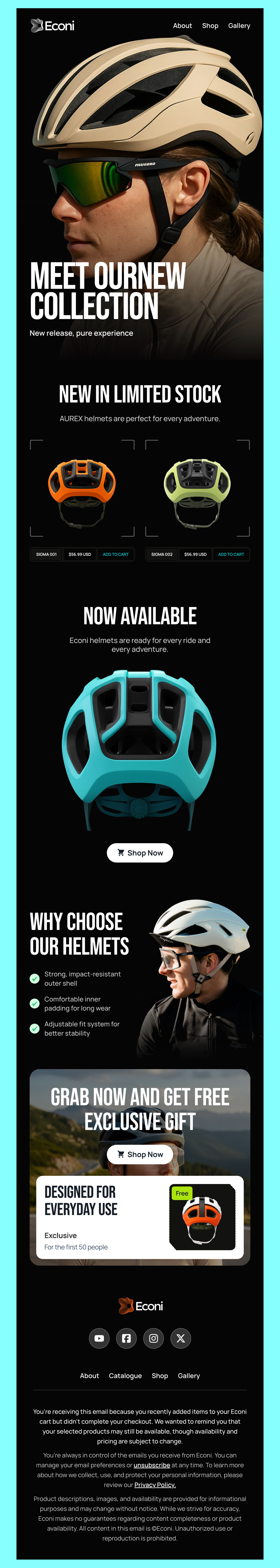 Econi - Cycling Gear Product Launch Email Template