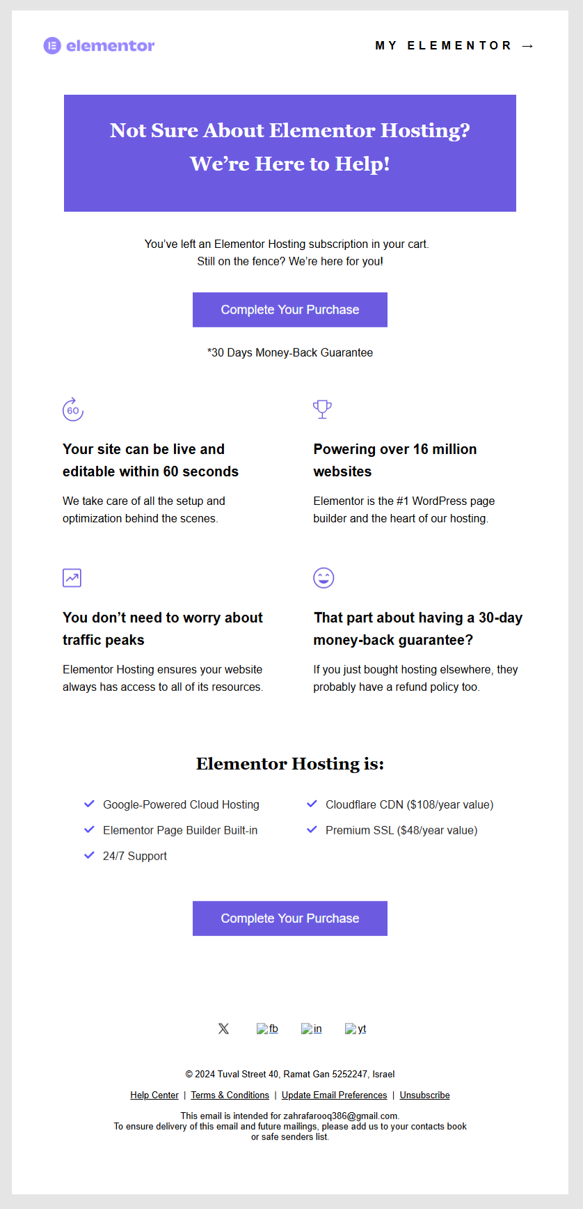 abandoned cart email template example