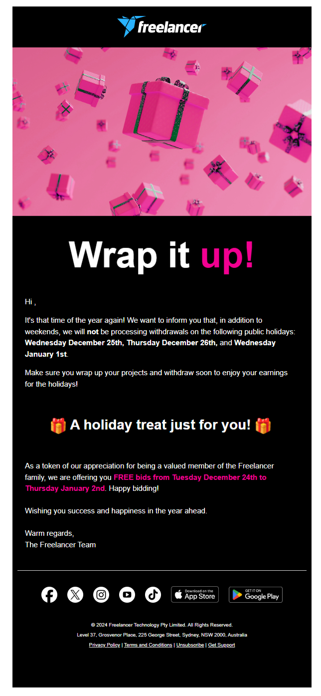 seasonal email example